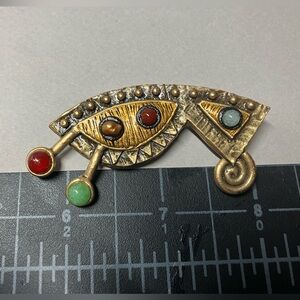 Vintage Michal Golan Gold tone Brooch/ pendant with Multicolor Stones